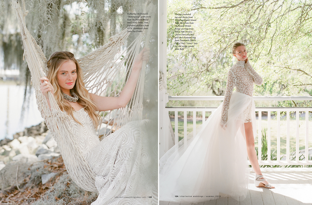 Kate McDonald Bridal Hemingway gown and Tulle Skirt Featured in the 2016 Charleston Weddings Summer Issue | Photography by Corbin Gurkin - www.katemcdonaldbridal.com/blog